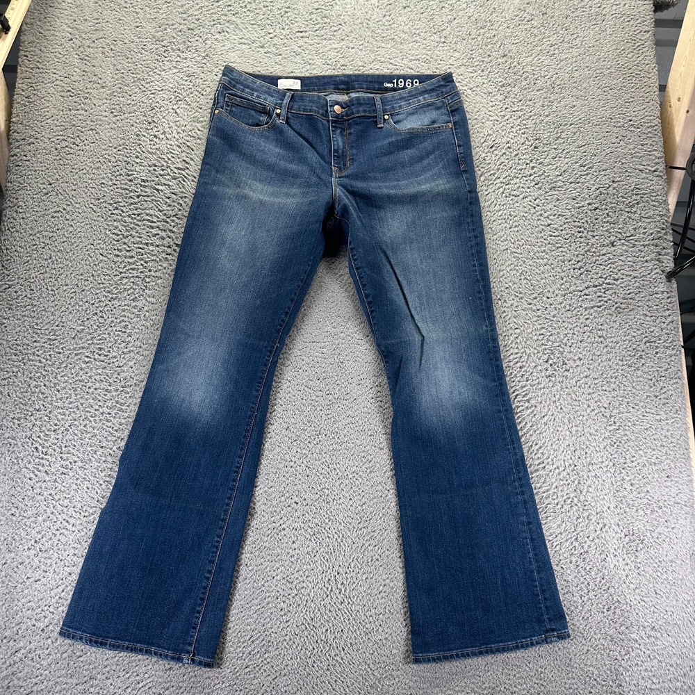 Gap 1969 Jeans Women 33x32 Blue Cotton Denim Bootcut Sexy Workwear Faded Stretch